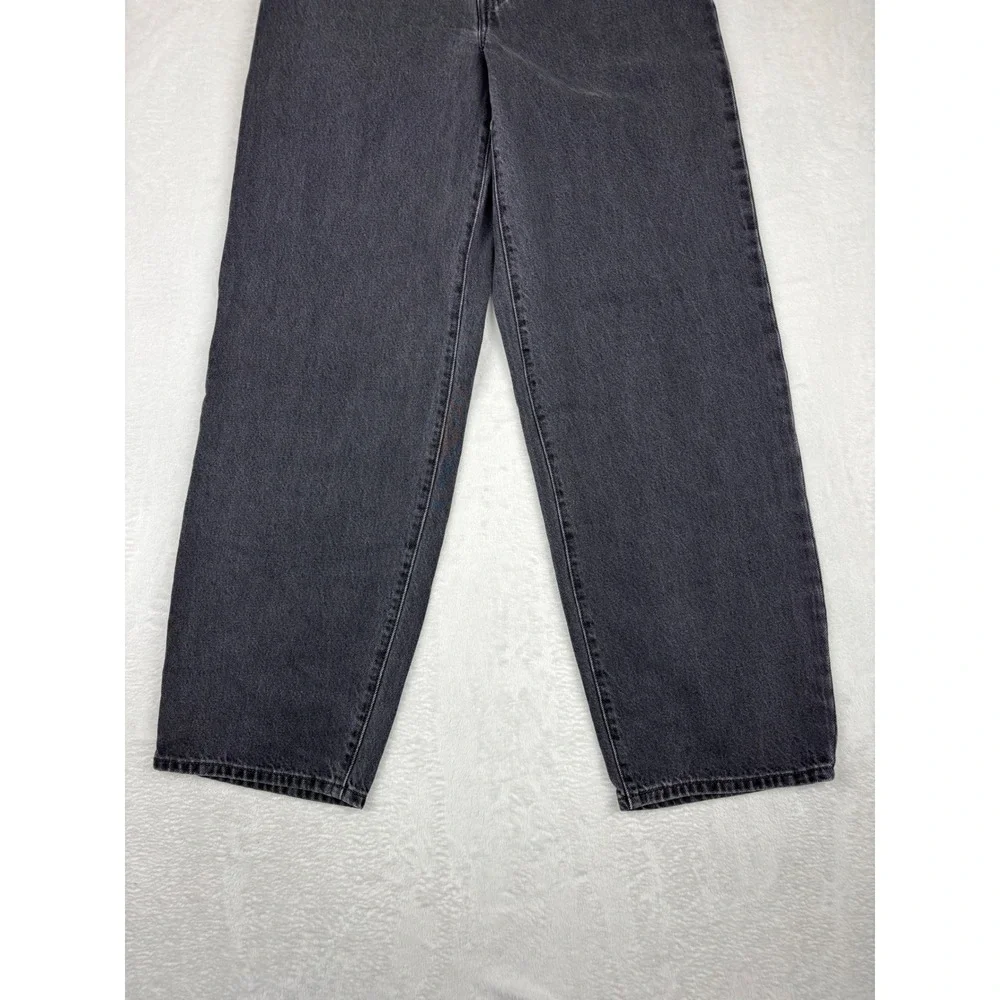 Levis Premium Baggy Dad Mens 29x32 Jeans Washed Fuzzy Black Faded Denim Wide Fit